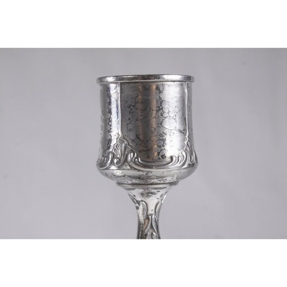 Antique Jugendstil WMF candlestick holders set of 2, vintage distressed Oxidized - Picture 7 of 10